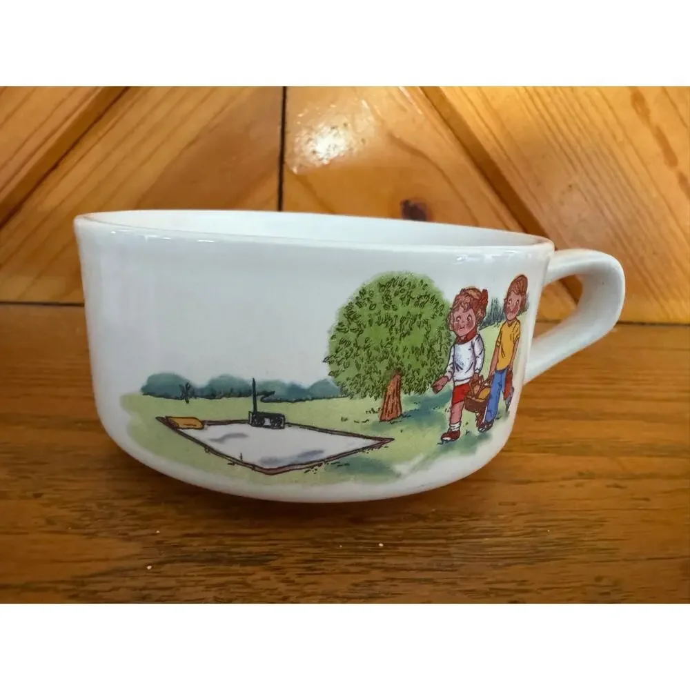 Vintage Campbell’s Soup Kids Stackable Mug Bowl Set of 3 Cartoon Scene Hockey - Picture 4 of 10